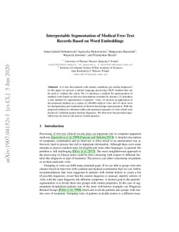 Interpretable Segmentation of Medical Free-Text Records Based on Word
  Embeddings