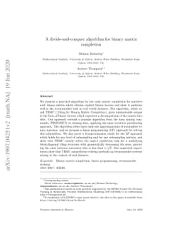 A divide-and-conquer algorithm for binary matrix completion