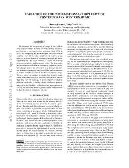 Evolution of the Informational Complexity of Contemporary Western Music