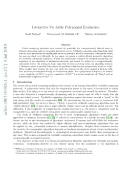 Interactive Verifiable Polynomial Evaluation