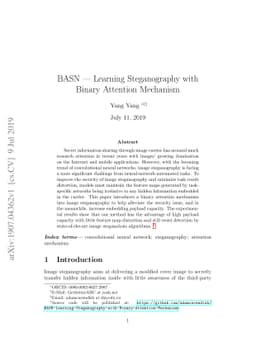BASN -- Learning Steganography with Binary Attention Mechanism