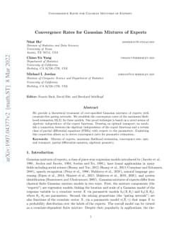 Convergence Rates for Gaussian Mixtures of Experts