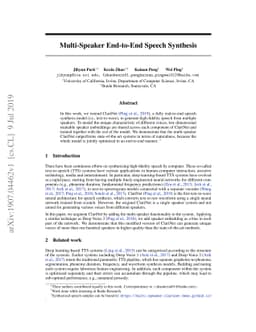 Multi-Speaker End-to-End Speech Synthesis