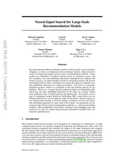 Neural Input Search for Large Scale Recommendation Models
