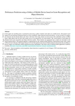 Preferences Prediction using a Gallery of Mobile Device based on Scene
  Recognition and Object Detection