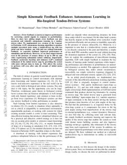 Simple Kinematic Feedback Enhances Autonomous Learning in Bio-Inspired
  Tendon-Driven Systems