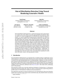 Out-of-Distribution Detection Using Neural Rendering Generative Models