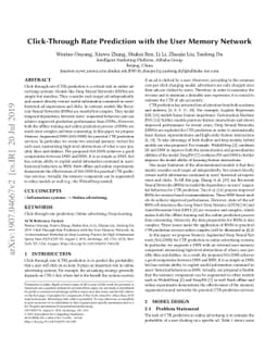 Click-Through Rate Prediction with the User Memory Network