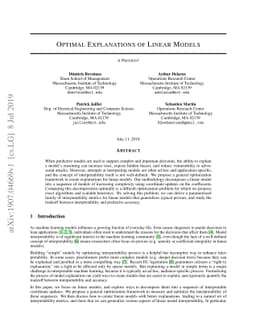 Optimal Explanations of Linear Models