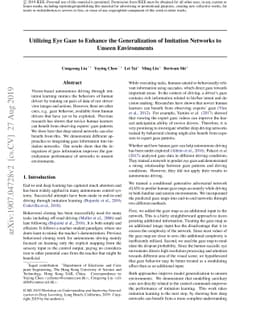 Utilizing Eye Gaze to Enhance the Generalization of Imitation Networks
  to Unseen Environments