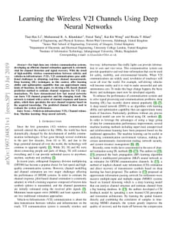 Learning the Wireless V2I Channels Using Deep Neural Networks
