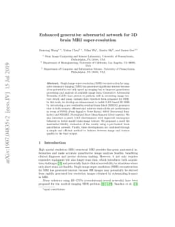 Enhanced generative adversarial network for 3D brain MRI
  super-resolution