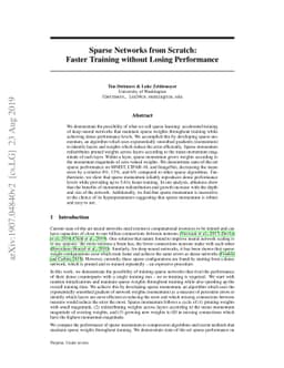 Sparse Networks from Scratch: Faster Training without Losing Performance