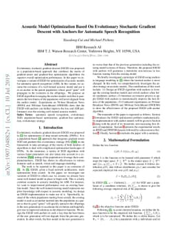 Acoustic Model Optimization Based On Evolutionary Stochastic Gradient
  Descent with Anchors for Automatic Speech Recognition