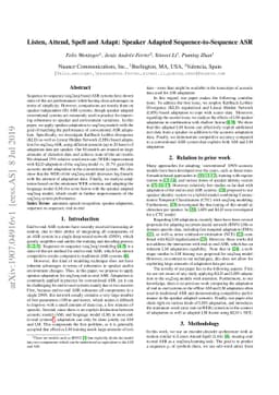 Listen, Attend, Spell and Adapt: Speaker Adapted Sequence-to-Sequence
  ASR
