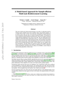 A Model-based Approach for Sample-efficient Multi-task Reinforcement
  Learning