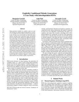 Explicitly Conditioned Melody Generation: A Case Study with
  Interdependent RNNs