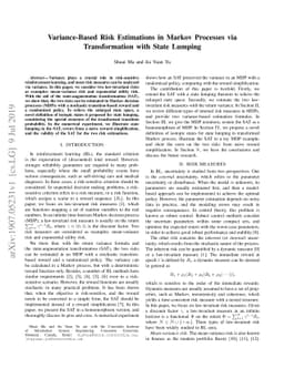 Variance-Based Risk Estimations in Markov Processes via Transformation
  with State Lumping