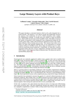 Large Memory Layers with Product Keys