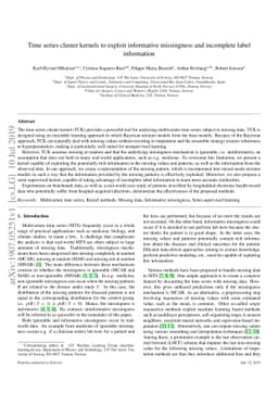 Time series cluster kernels to exploit informative missingness and
  incomplete label information