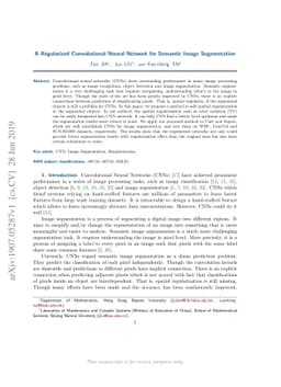 A Regularized Convolutional Neural Network for Semantic Image
  Segmentation