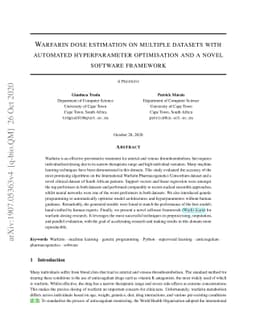 Warfarin dose estimation on multiple datasets with automated
  hyperparameter optimisation and a novel software framework
