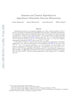 Quantum and Classical Algorithms for Approximate Submodular Function
  Minimization