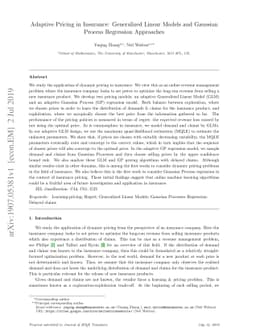 Adaptive Pricing in Insurance: Generalized Linear Models and Gaussian
  Process Regression Approaches