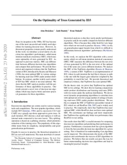 On the Optimality of Trees Generated by ID3