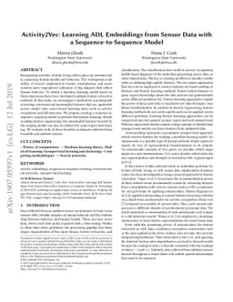 Activity2Vec: Learning ADL Embeddings from Sensor Data with a
  Sequence-to-Sequence Model
