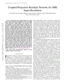 Coupled-Projection Residual Network for MRI Super-Resolution