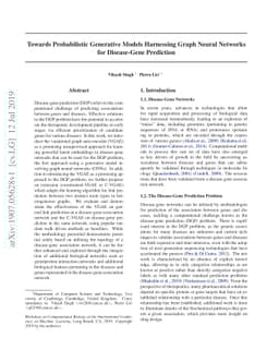 Towards Probabilistic Generative Models Harnessing Graph Neural Networks
  for Disease-Gene Prediction