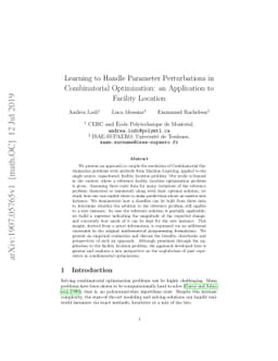 Learning to Handle Parameter Perturbations in Combinatorial
  Optimization: an Application to Facility Location