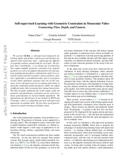 Self-supervised Learning with Geometric Constraints in Monocular Video:
  Connecting Flow, Depth, and Camera