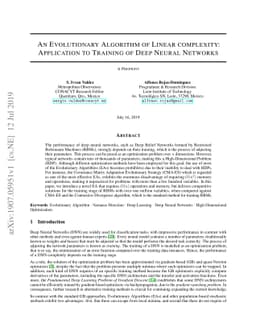 An Evolutionary Algorithm of Linear complexity: Application to Training
  of Deep Neural Networks