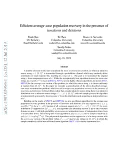 Efficient average-case population recovery in the presence of insertions
  and deletions