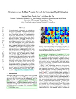 Structure-Aware Residual Pyramid Network for Monocular Depth Estimation