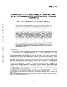 Seeker based Adaptive Guidance via Reinforcement Meta-Learning Applied
  to Asteroid Close Proximity Operations