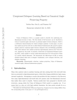 Compressed Subspace Learning Based on Canonical Angle Preserving
  Property