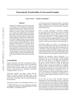 Measuring the Transferability of Adversarial Examples
