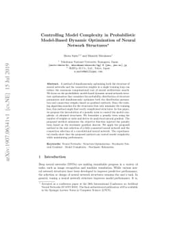 Controlling Model Complexity in Probabilistic Model-Based Dynamic
  Optimization of Neural Network Structures