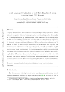 Joint Language Identification of Code-Switching Speech using Attention
  based E2E Network