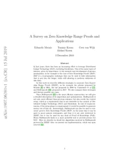 A Survey on Zero Knowledge Range Proofs and Applications