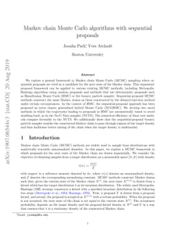 Markov chain Monte Carlo algorithms with sequential proposals