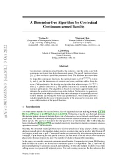 A Dimension-free Algorithm for Contextual Continuum-armed Bandits