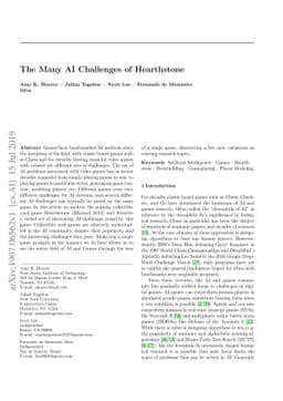The Many AI Challenges of Hearthstone