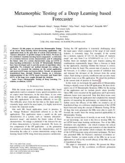 Metamorphic Testing of a Deep Learning based Forecaster