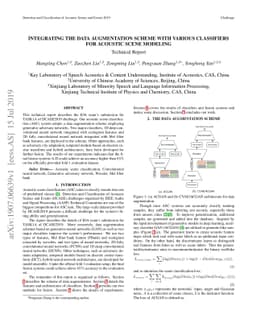 Integrating the Data Augmentation Scheme with Various Classifiers for
  Acoustic Scene Modeling