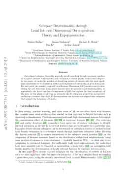 Subspace Determination through Local Intrinsic Dimensional
  Decomposition: Theory and Experimentation