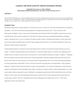 A generic rule-based system for clinical trial patient selection